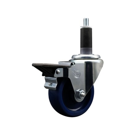 Service Caster 3.5'' Solid Poly Swivel 1-1/8'' Expanding Stem Caster with Brake SCC-EX20S3514-SPUS-PLB-118
